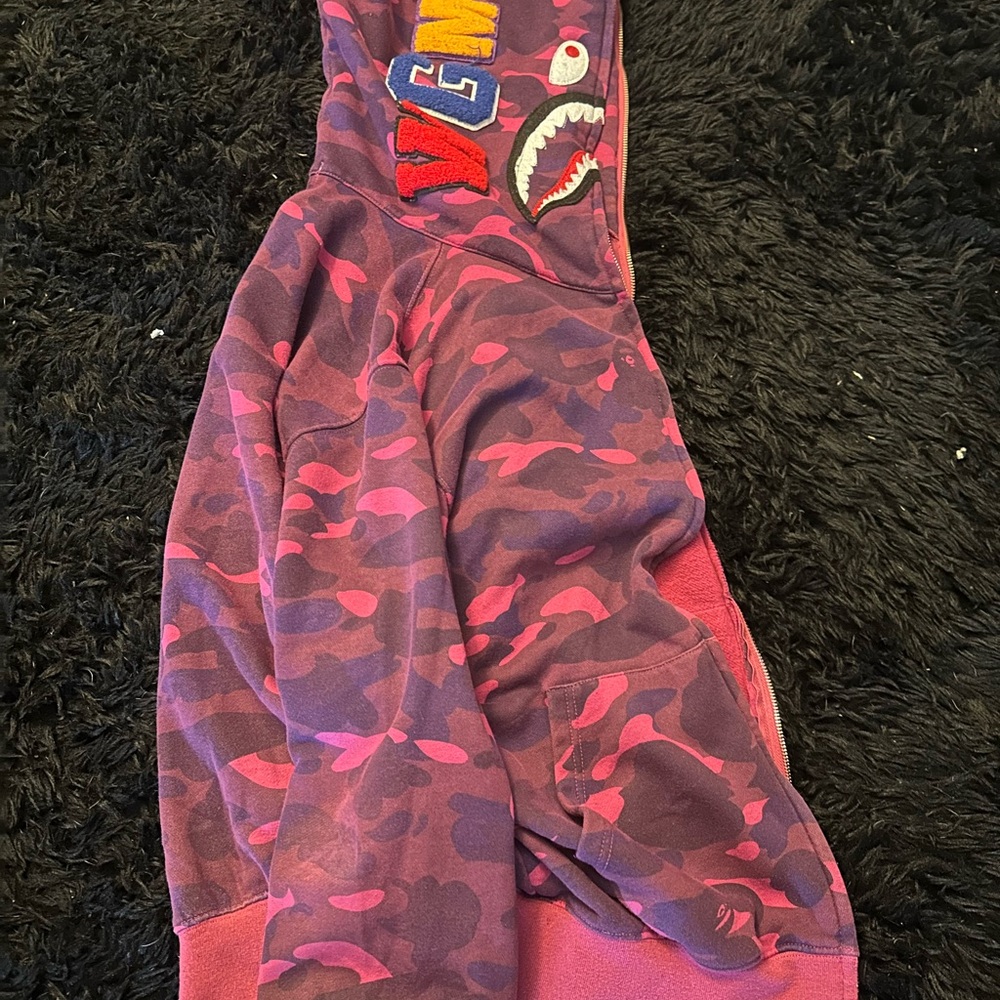 Purple and Pink Bape Camouflage Full Zip Up Hoodie